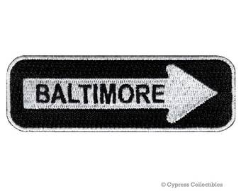 Baltimore Road Sign Patch: Embroidered One Way Highway Emblem