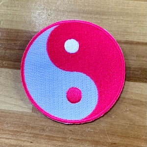 Pink YIN YANG PATCH iron-on embroidered emblem Martial Arts Karate Tai Chi applique ying