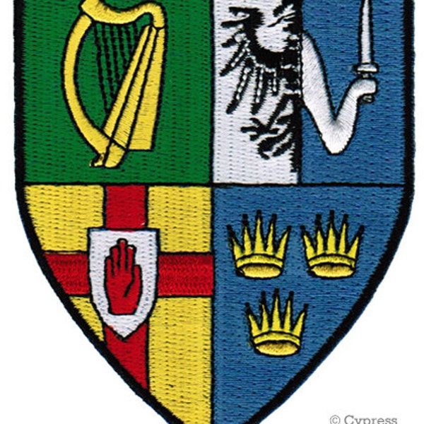 IRLANDE Quatre provinces ARMOIRIES Patch fer-on applique brodée Drapeau irlandais Bouclier Logo national