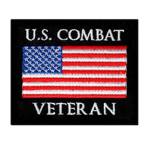 US COMBAT VETERAN Patch iron-on embroidered applique Military Biker emblem American Flag
