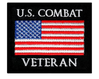 US COMBAT VETERAN Patch gestickte Applikation Militär Biker Emblem Amerikanische Flagge