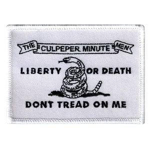 DRAPEAU CULPEPER MINUTEMEN Écusson blanc Don&#39;t foules on Me appliqué thermocollant brodé