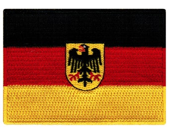 Germany Eagle Flag Patch: Embroidered Iron-On Applique (3.5x2.5-Inches)