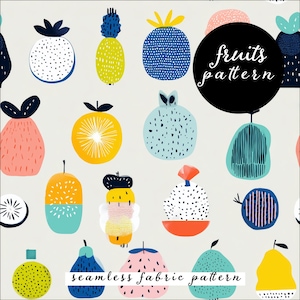 Seamless Fruit Pattern for Fabric | Scandinavian Style Surface Design | Digital Download