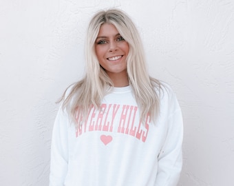 Beverly Hills Crewneck, Trendy Crewneck, Oversized Crewneck, Gift for Her, Aesthetic Sweatshirt