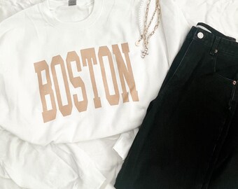 Boston Crewneck, Trendy Crewneck, Oversized Crewneck, Gift for Her, Aesthetic Sweatshirt