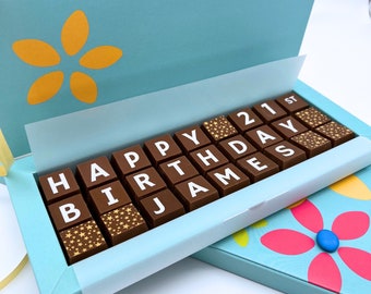 HAPPY 21st BIRTHDAY gift - Personalised Message - Box of Chocolates - Chocolate Gift - Happy Birthday Chocolates - Birthday Message Gift