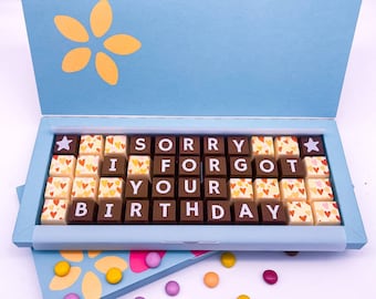 Sorry I Forgot Your Birthday Chocolates- Late Birthday Personalised Chocolate Gift