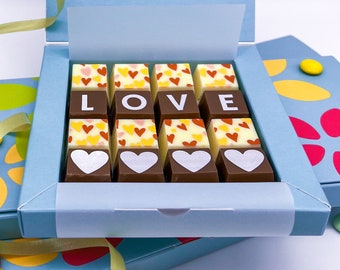 Personalised Message Love And Hearts Chocolates, Love Message Gift, Chocolates for him, Chocolates for her, Message Gift
