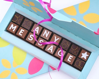 Personalised Message - Personalised Chocolate Gift - Name in Chocolate Gift - Birthday Message - Boxed Chocolates - Design My Own Message