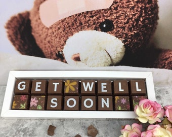 Chocolate GET WELL SOON Gift - Thinking of You Gift -  Sending a Hug Chocolate Gift - Chin Up [Name] Chocolates - Personalised Chocolates