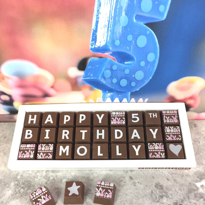 Personalised Chocolate HAPPY BIRTHDAY gift for Children Chocolate Gift Birthday Message Gift Grandchildren, Children, Nieces, Nephew image 3