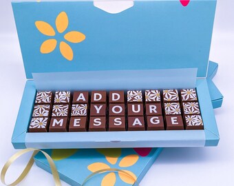 Personalised Chocolates In A Medium Box, Personalised Gift Box of Chocolates, Name in Chocolate Gift, Design My Own Message