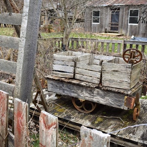 8x10" Old Wooden Coal Mining Cart | Rustic Mine Cart Photo Print | Antique Rail Wheels | Vintage Home Decor | Michigan History