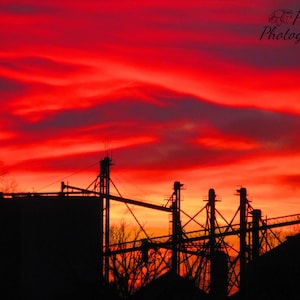 8x10&quot; Sunset over Silos | Rural Michigan Photo Print | Landscape and Farm Photography | Country Sunsets | Rustic Home Decor, Wall Art