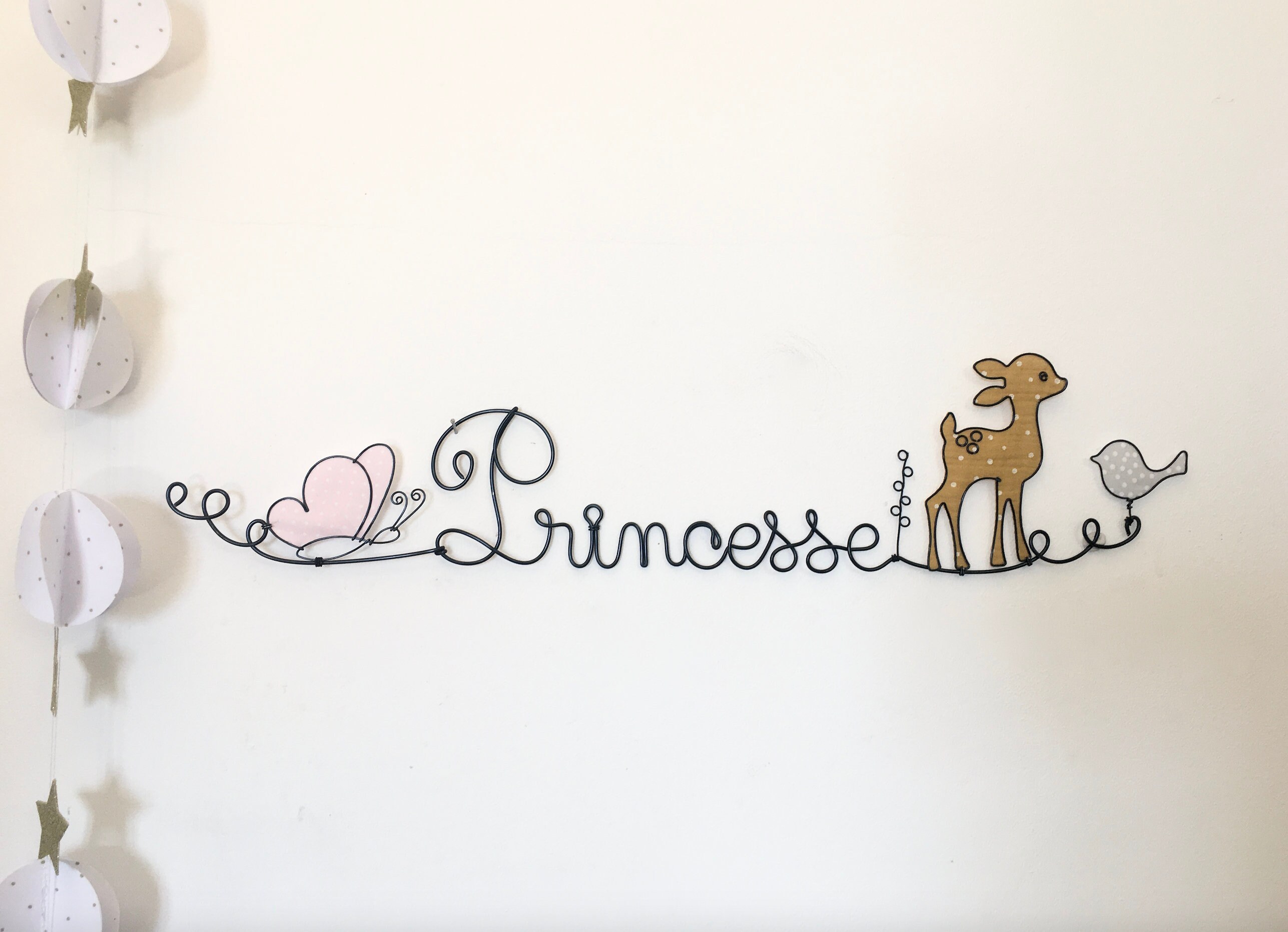 Prénom Fil de Fer Faon, Papillon, Oiseau