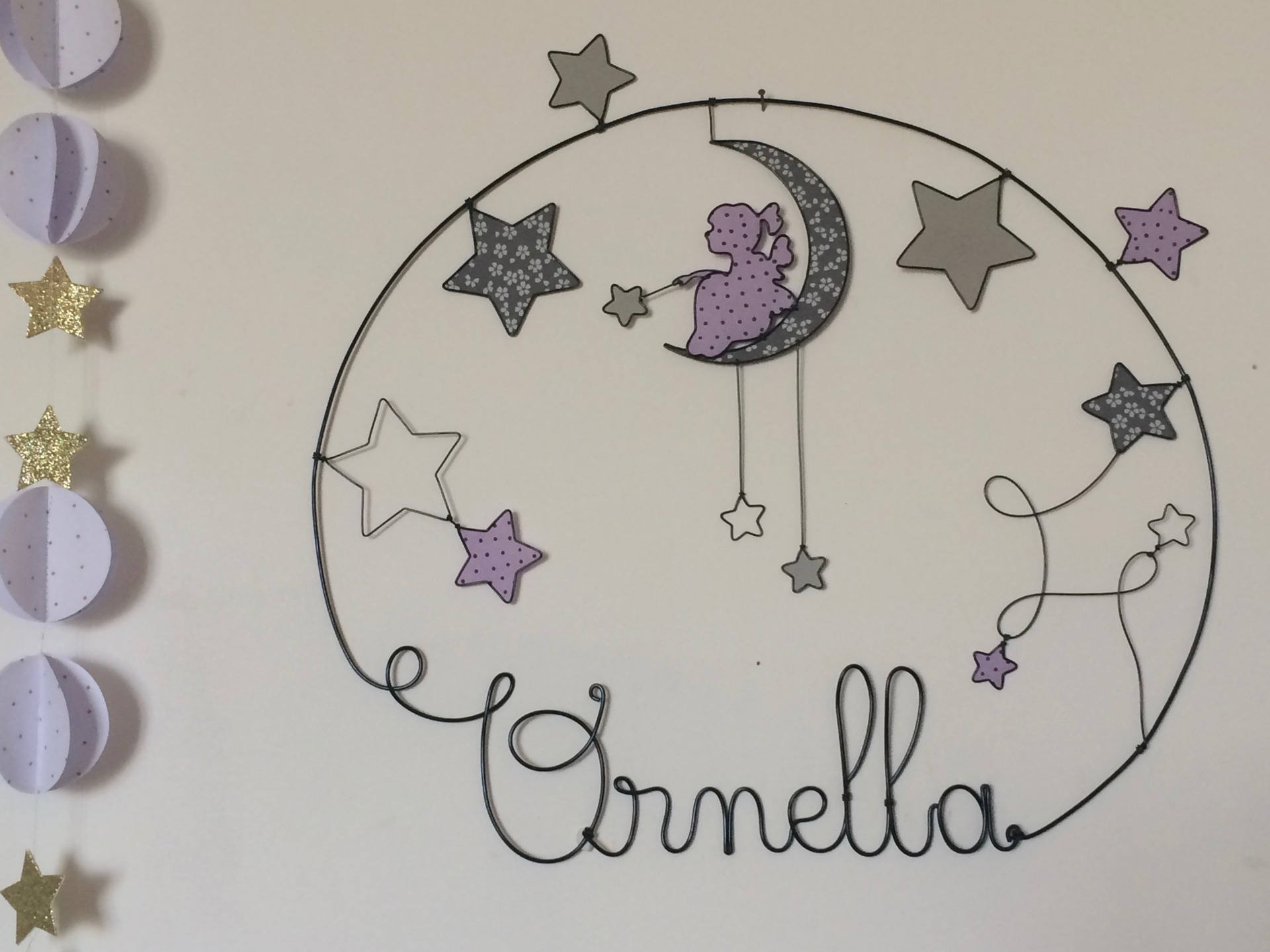 Prénom Fil de Fer Fée Lune Etoiles