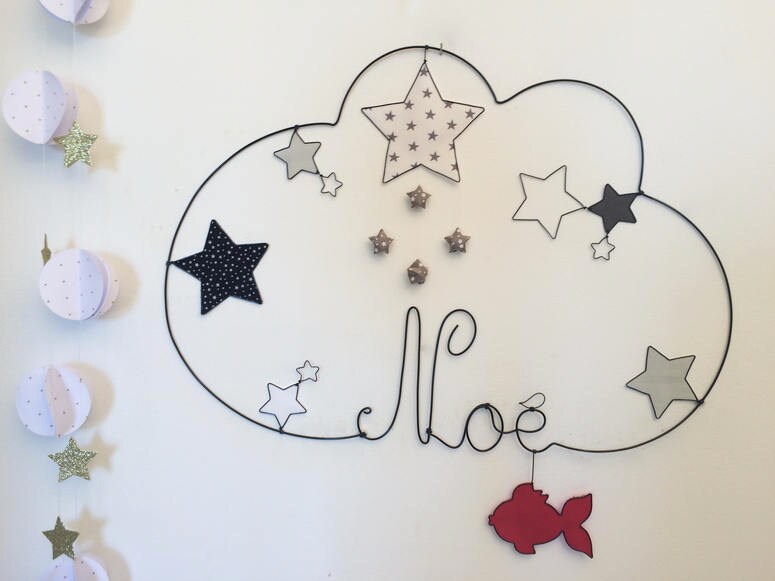 Prénom Fil de Fer Etoiles, Poisson Rouge