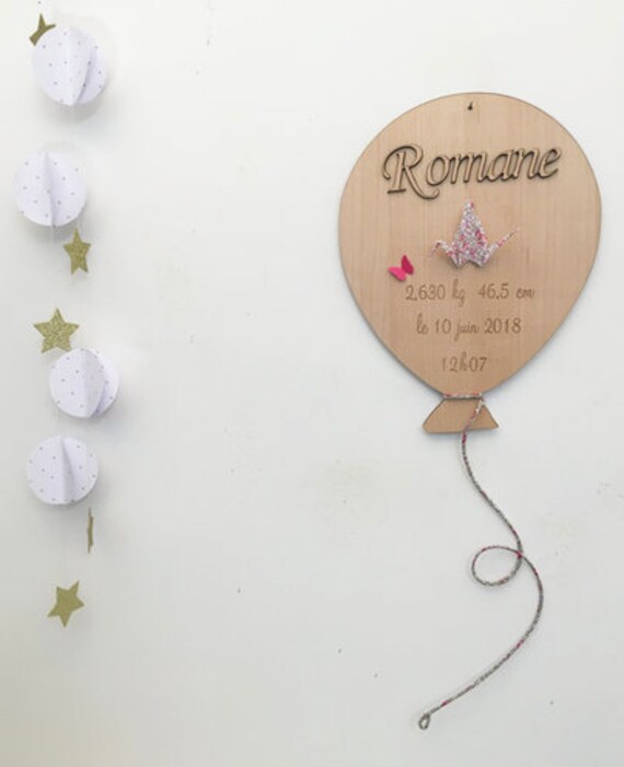 Prénom Bois, Ballon, Grue Origami, Papillon