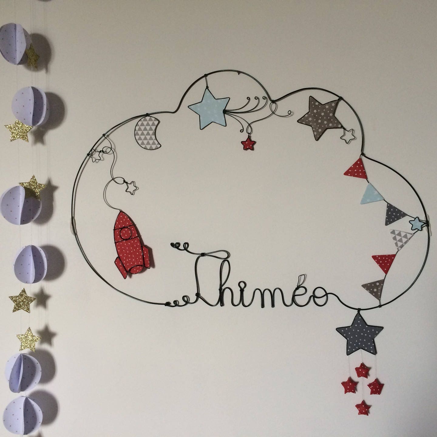 Prénom Fil de Fer Fusée Etoiles