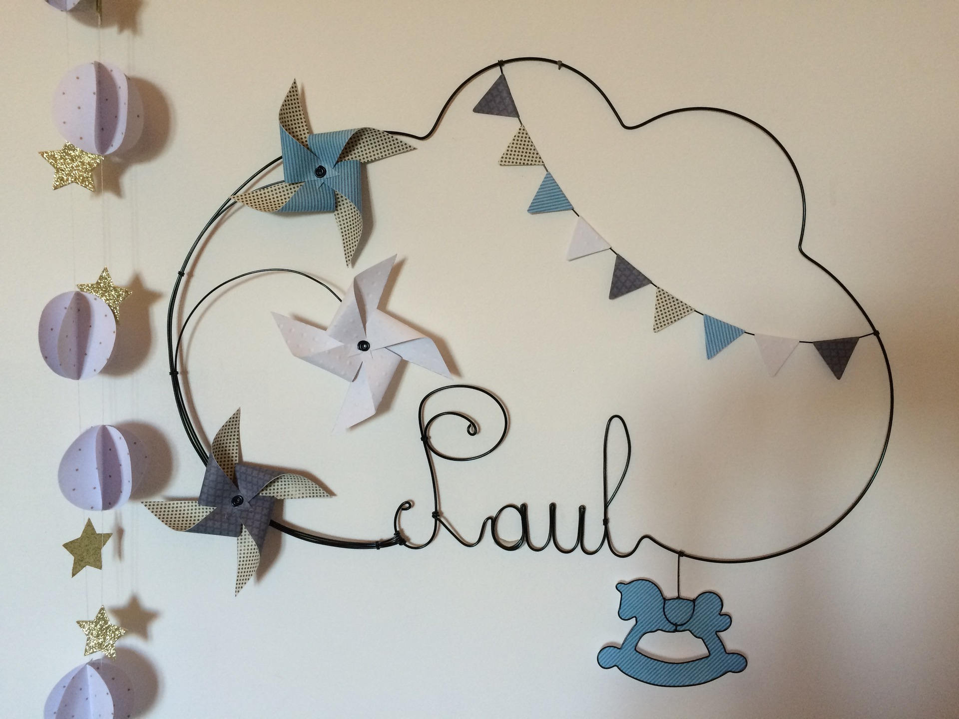 Prénom Fil de Fer Moulin à Vent, Fanions, Cheval