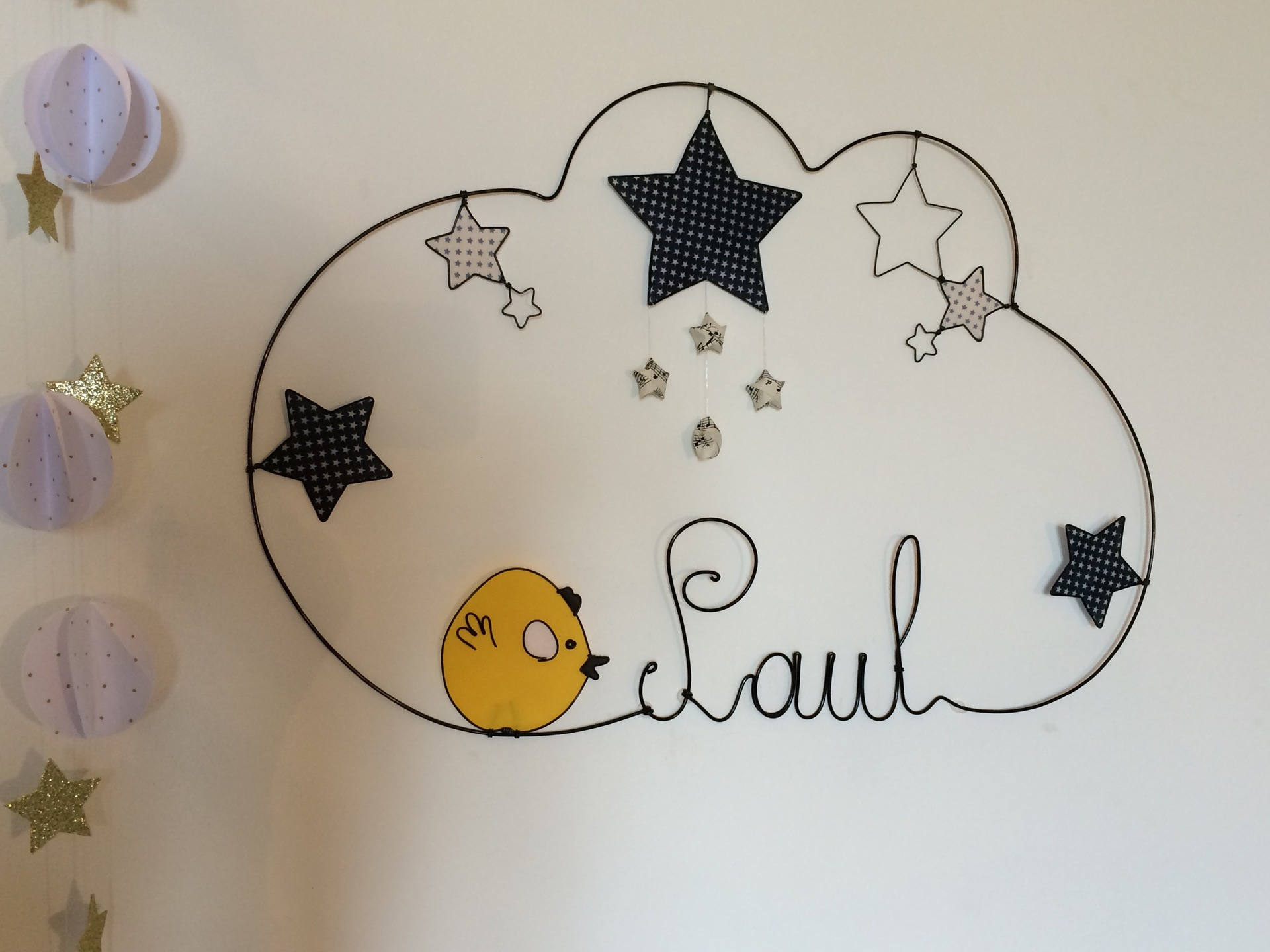 Prénom Fil de Fer Etoiles Poussin