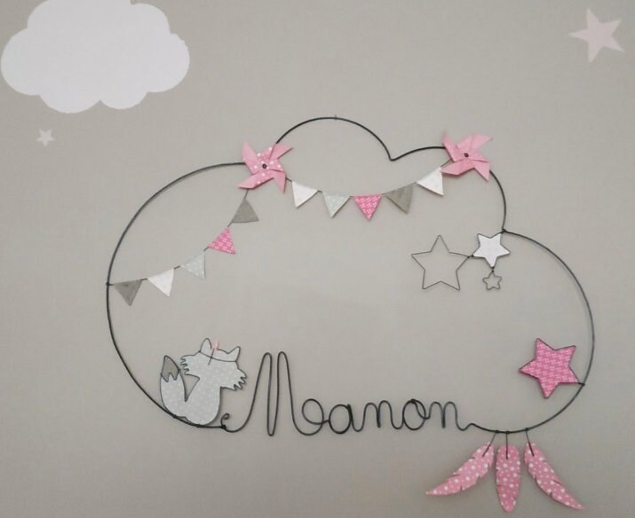 Prénom Fil de Fer Renard, Fanions, Moulins à Vent, Plumes, Étoiles