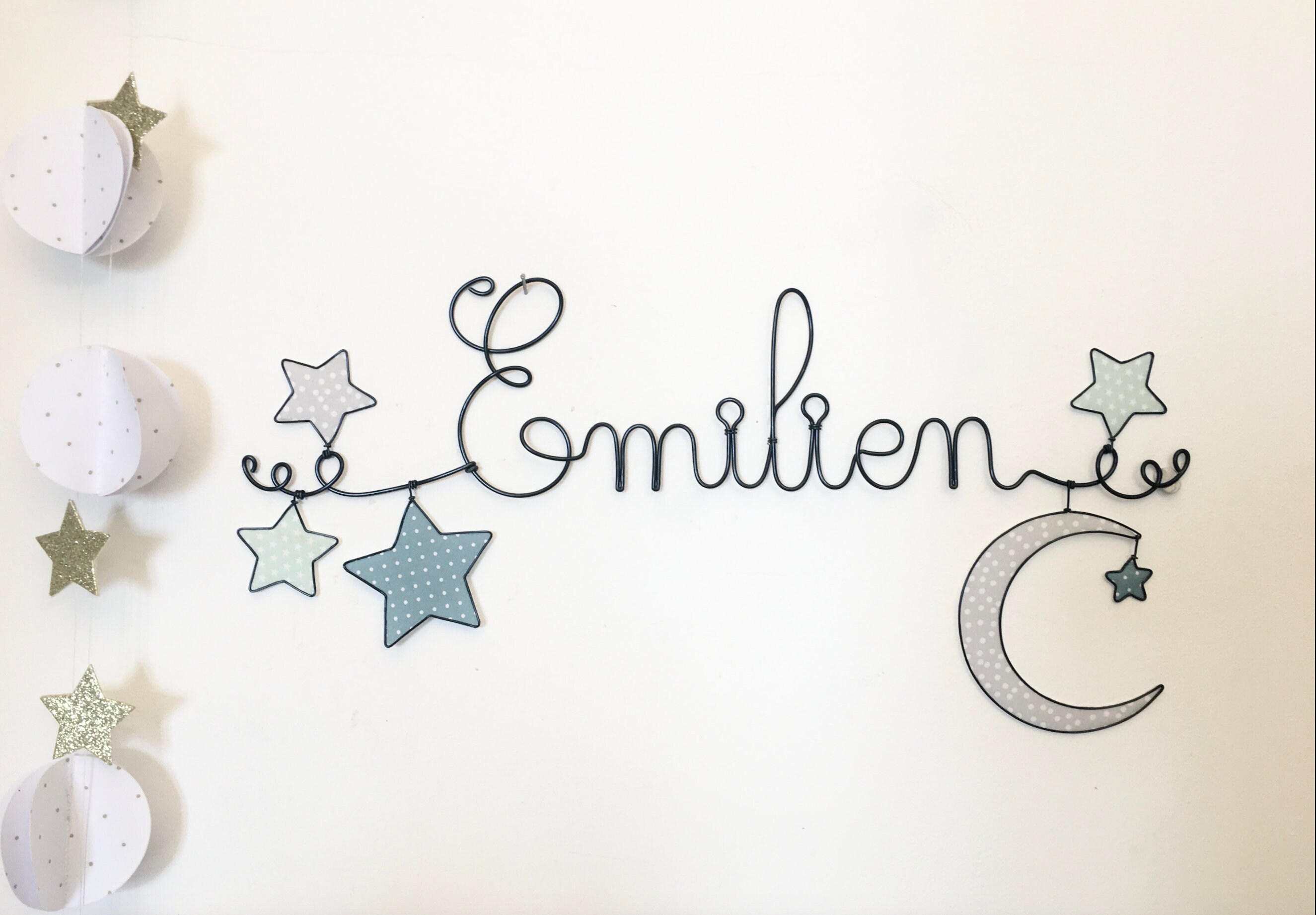 Prénom Fil de Fer Étoiles, Lune