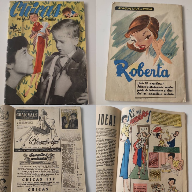 Vintage-Magazin für Mädchen. 50. Mode. Tipps. Geschichten. Comics. Werbung. Fotografien. Revista Chicas n°135