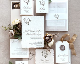 Heirloom Wedding Invitation Suite | Handmade Paper Romantic Elegance
