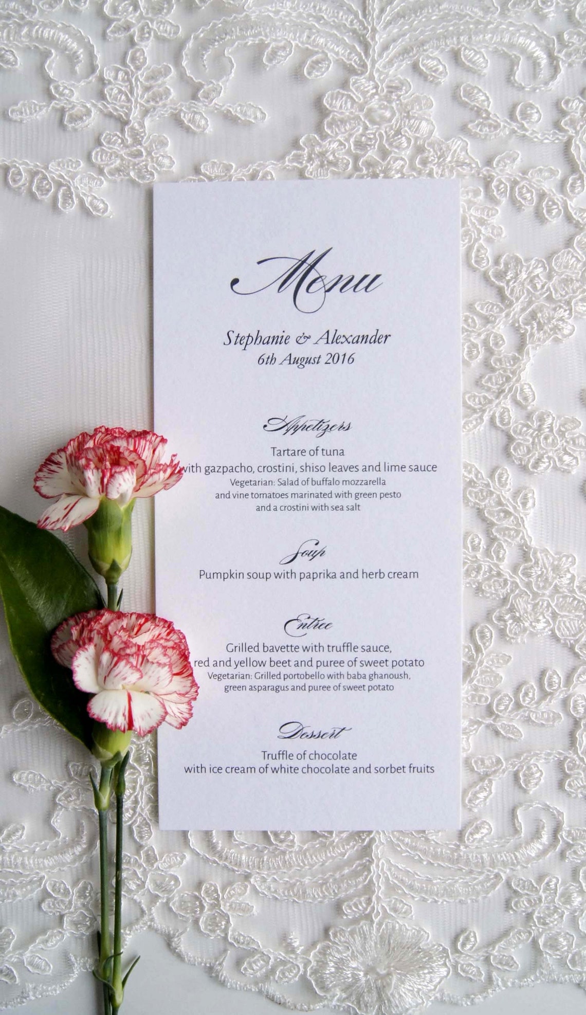 Vellum Menu Card Floral Menu Card Calligraphy Menu Card Etsy