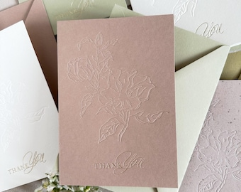Letterpress Dankeskarte mit Magnolie für Hochzeitsgast oder andere Veranstaltung
