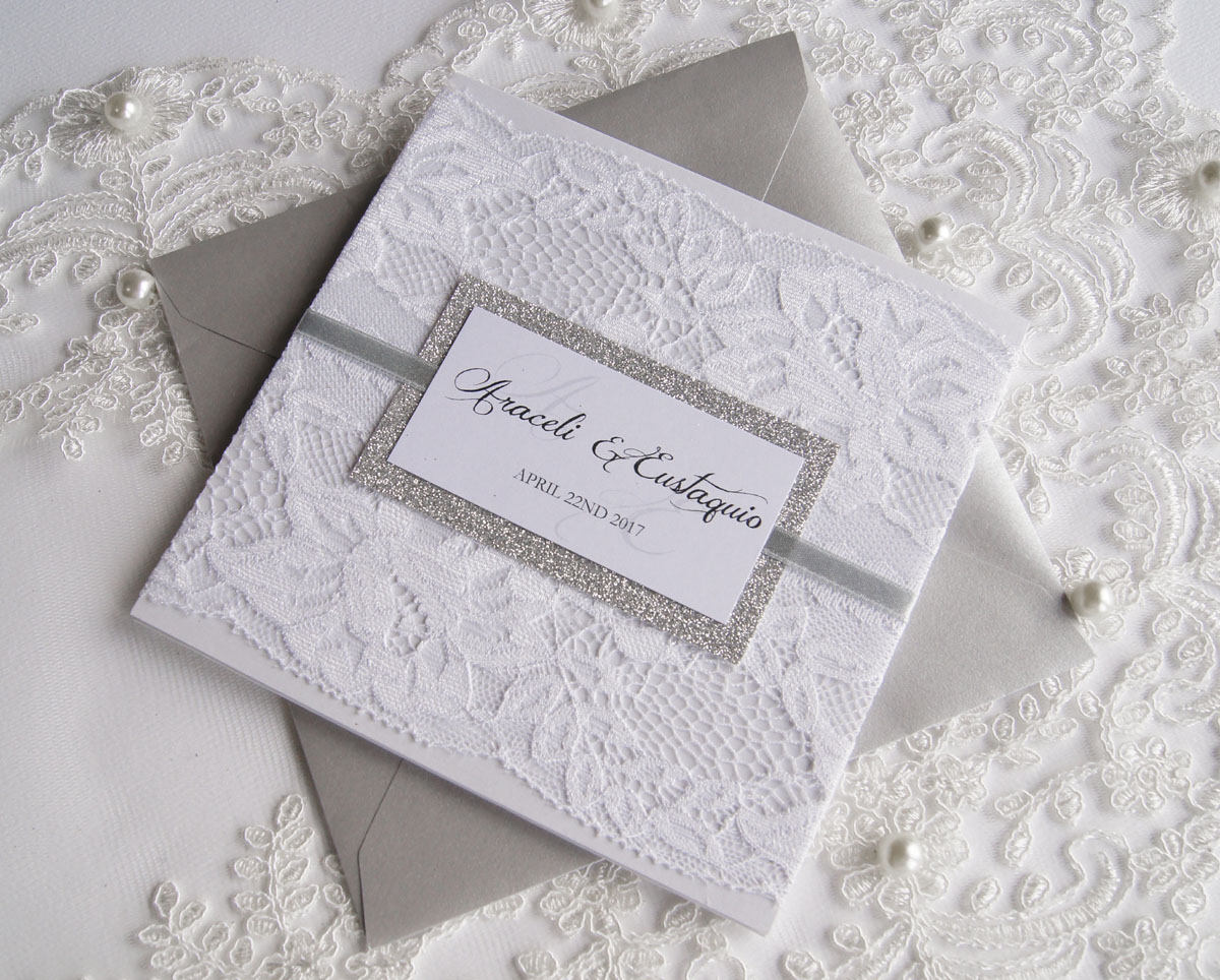 Elegant Wedding Invitation Lace Wedding Invitation White | Etsy