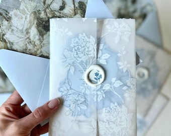 Printed Wedding Invitation Sample, Romantic Floral Wedding Invite, Deckled Edge Paper, Fine Art Wedding Stationery