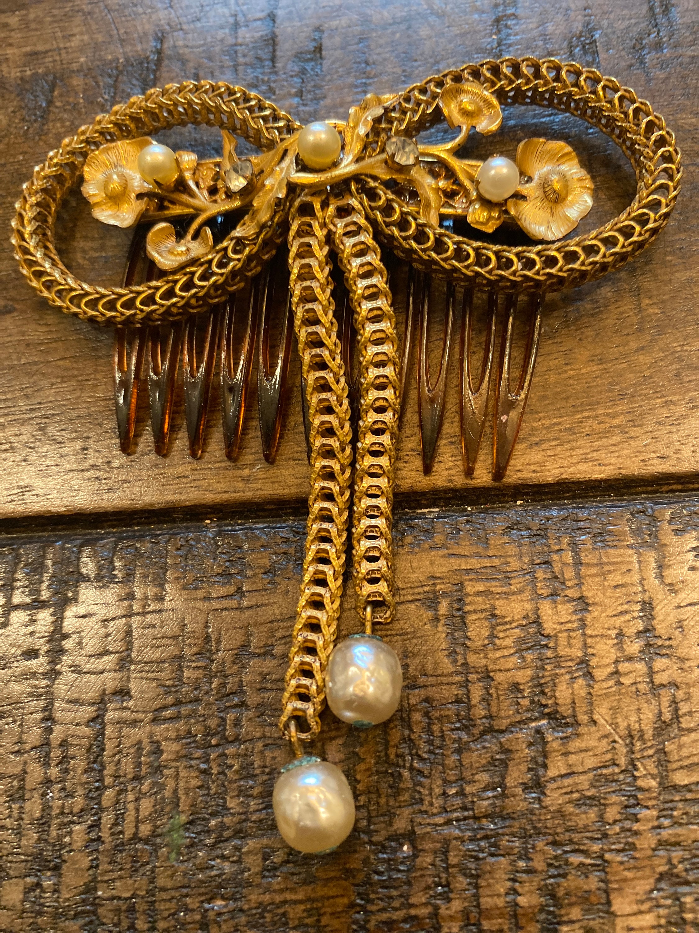 MIRIAM HASKELL Black and White Hair Comb Vintage Miriam Haskell Inspired Pearl Hair Comb - Etsy main image 4