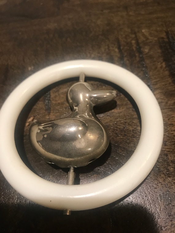 Vintage Sterling Silver Revolving Teething Ring Rattle