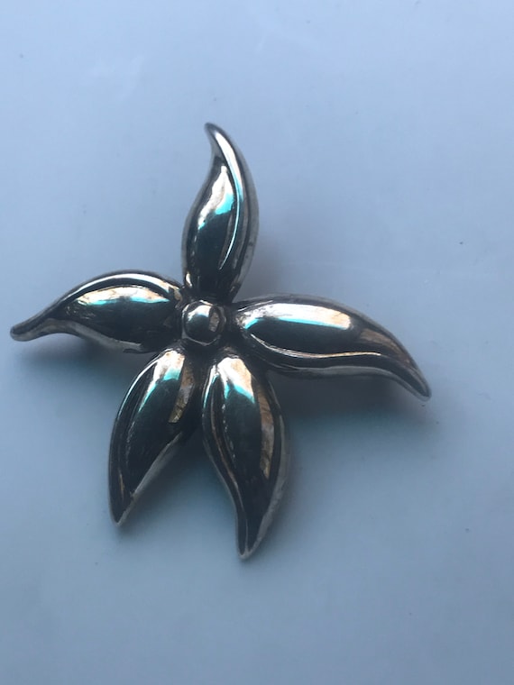 Sterling 925 Silver Floral Design Pin Brooch - image 1