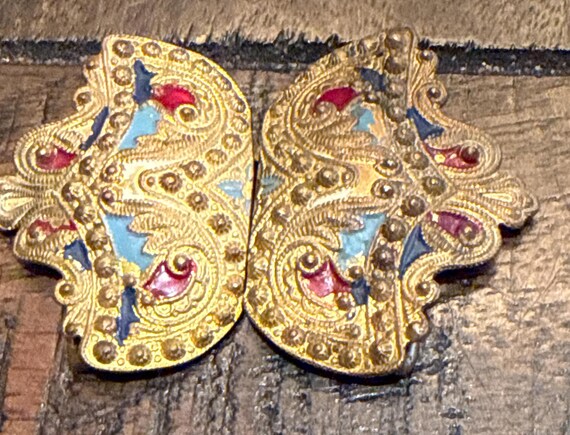 Belt Buckle Art Nouveau Champleve French Enamel - Etsy display picture 3
