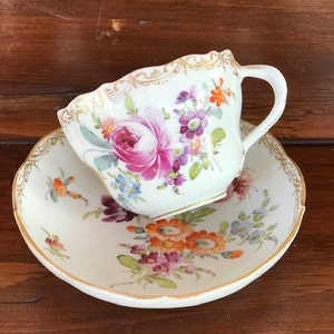 Meissen Antique Tea Cup and saucer 18th CENTURY Floral  hand painted  (Seven available)