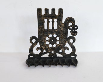 Vintage Hanukkah Menorah,North African,Brass,Judaica.