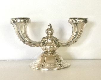 Jewish Shabbat Candlestick Vintage Silver Candelabra For 2 Candles , Judaica ,German Silver Hallmarked 830 .