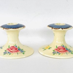Clarice Cliff  Hand Painted Candle Holders Set, 1930s England