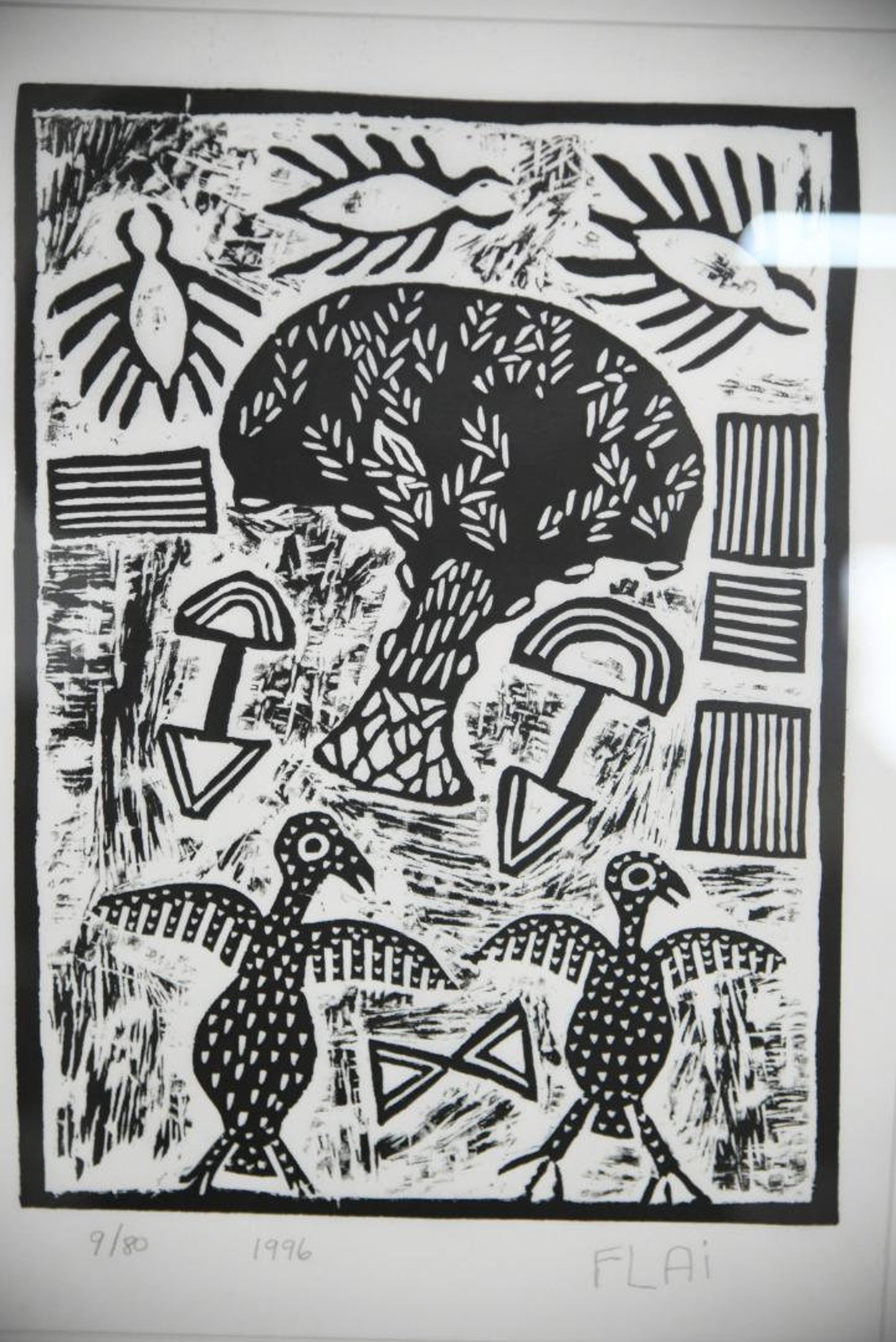 African Lino Cut Print Flai | Etsy