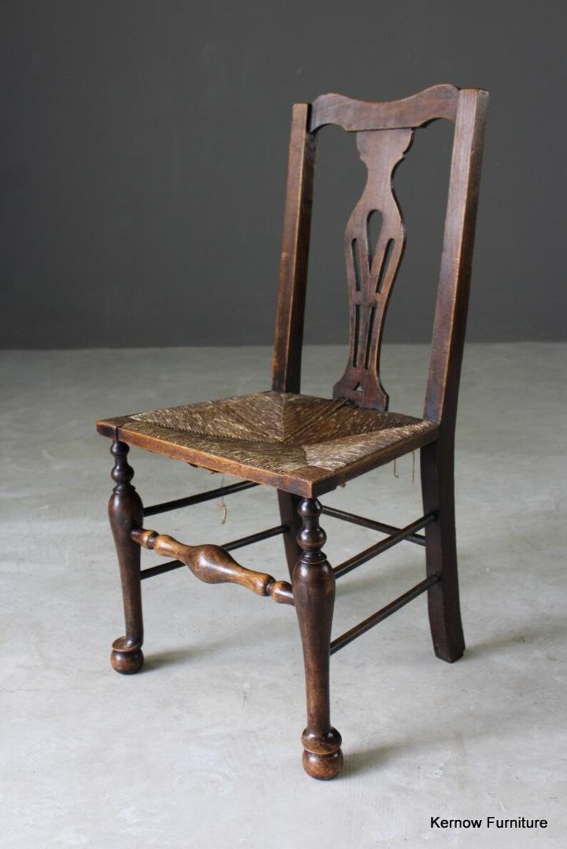 Single Oak Elm Rush Kitchen Chair Image 0