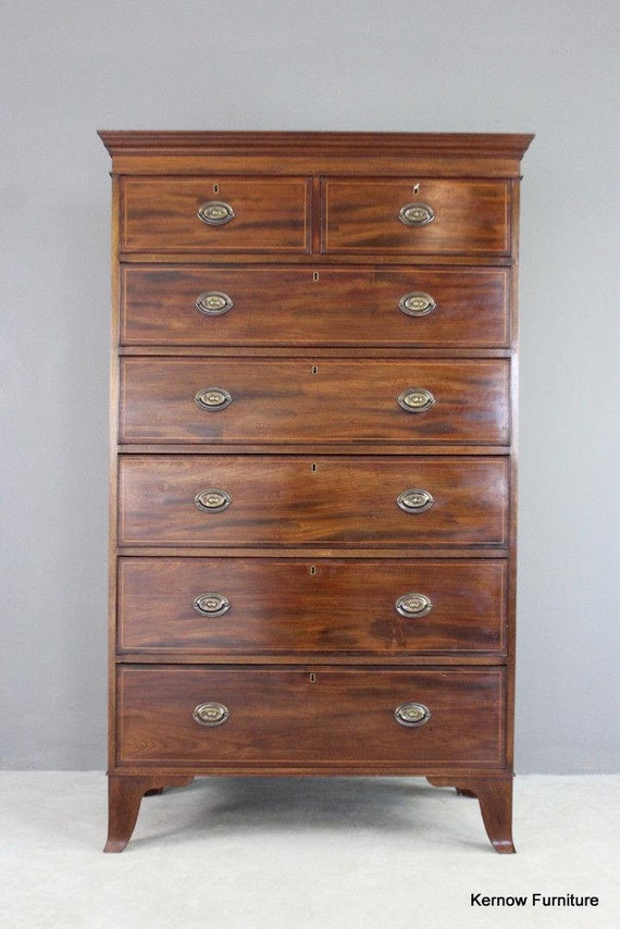 Antique Georgian Style Reproduction Mahogany Tall Boy Chest Of Etsy