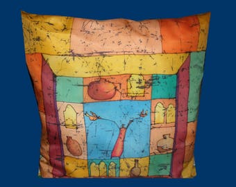 coussin en soie collection Afrik : la joie de vivre @evysoie