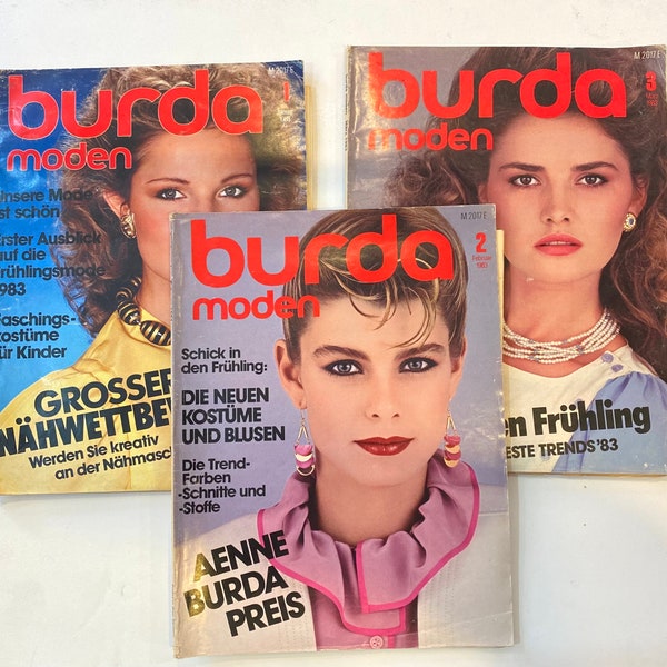 Burda Moden Zeitschriften Jan Feb Mrz 1983 Mit Schnittmuster in Deutschem Lot von drei
