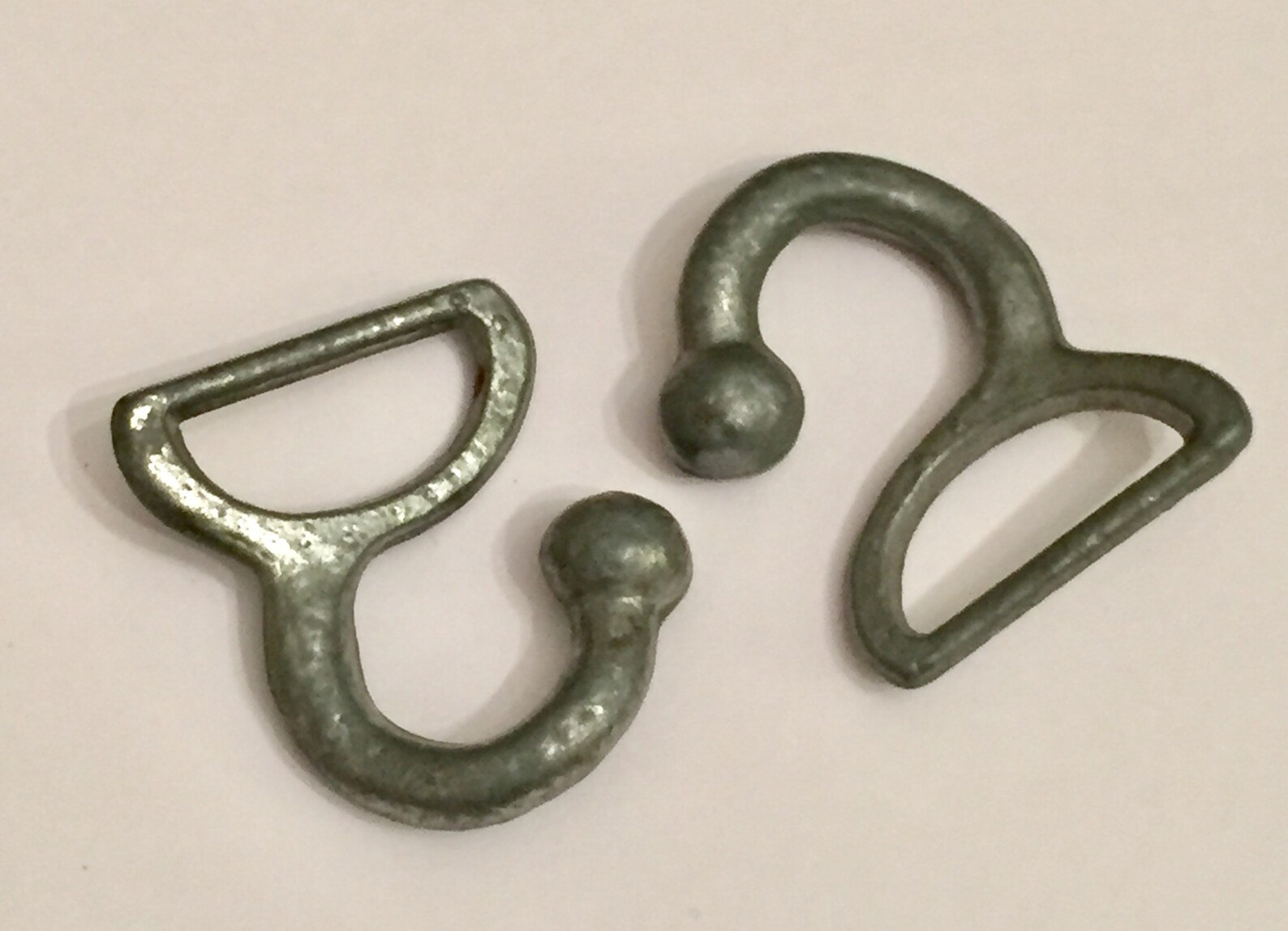 Vintage belt buckle two hooks chunky silver tone metal pewter Etsy