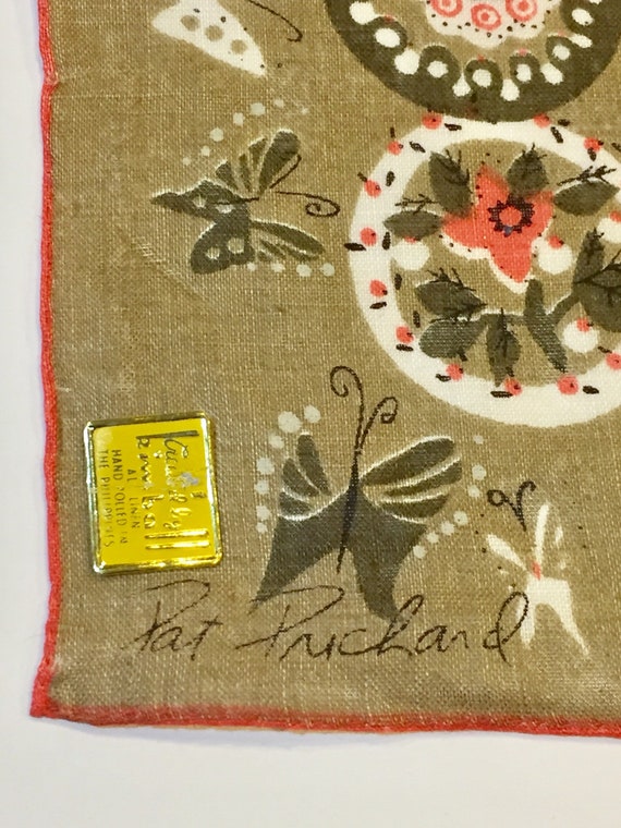 Vintage handkerchief Pat Prichard Kimball label l… - image 4