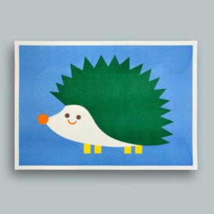 Erizo – Impresión en Riso A3, Risografia, Impresión en Riso, Póster, Póster de Animales